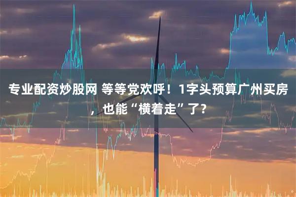 专业配资炒股网 等等党欢呼！1字头预算广州买房，也能“横着走”了？